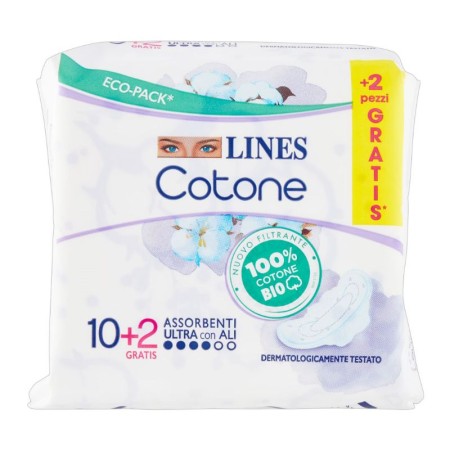 LINES COTONE SANITARY TOWELS/PADS WITH WINGS 12 PACK